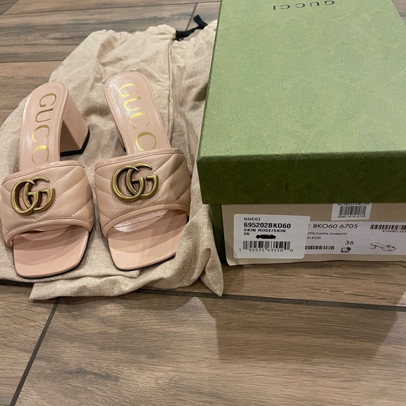 Nappa Matelasse GG Marmont Slide Sandals 36 Skin Rose - Picture 7 of 7